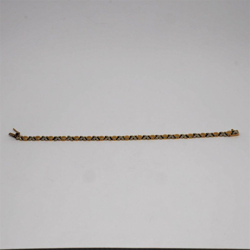 alt:\"pulsera oro de ley 18 k. blanco y amarillo. www.santelmotienda.com\"