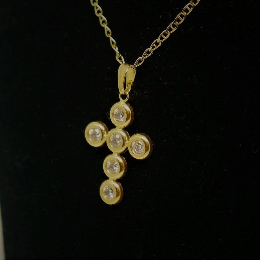 alt=\"Cruz de Oro de ley 18 K. y circonitas. jpg. santelmotienda.com\"