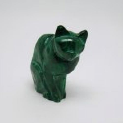 alt="gato en miniaura de Malaquita tallado a mano