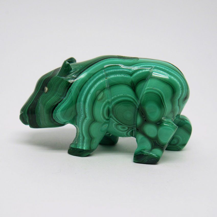 alt="hipopotamo en miniaura de Malaquita tallado a mano