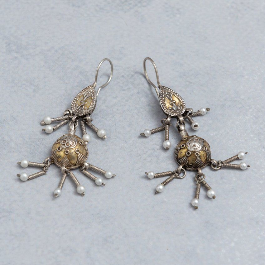 alt="Pendientes Afganos largos de Plata de ley 925 Mils