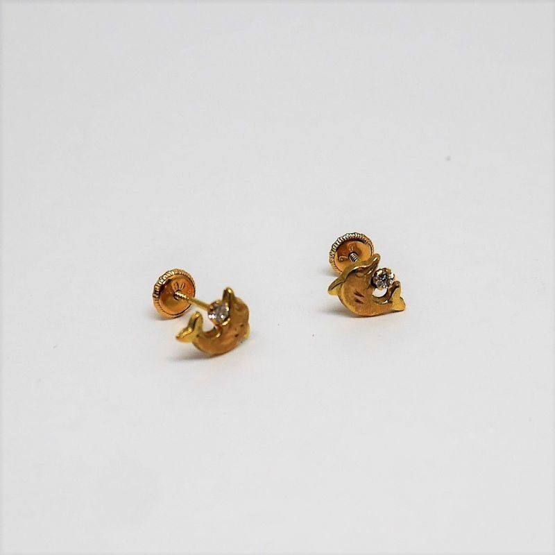 alt=pendientes oro circonitas delfines\"