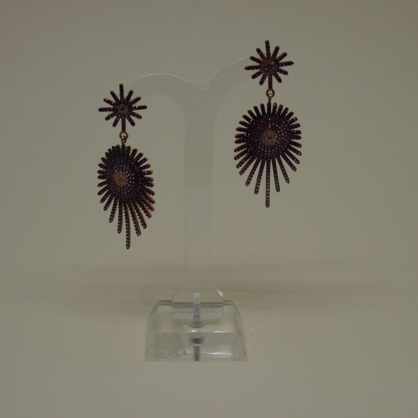 Pendientes de Plata de ley cobriza 925 Mils. largos con circonitas de colores