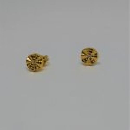 alt=\"pendientes para niña o mujer de oro de ley  18 K. con circonitas redondos\"