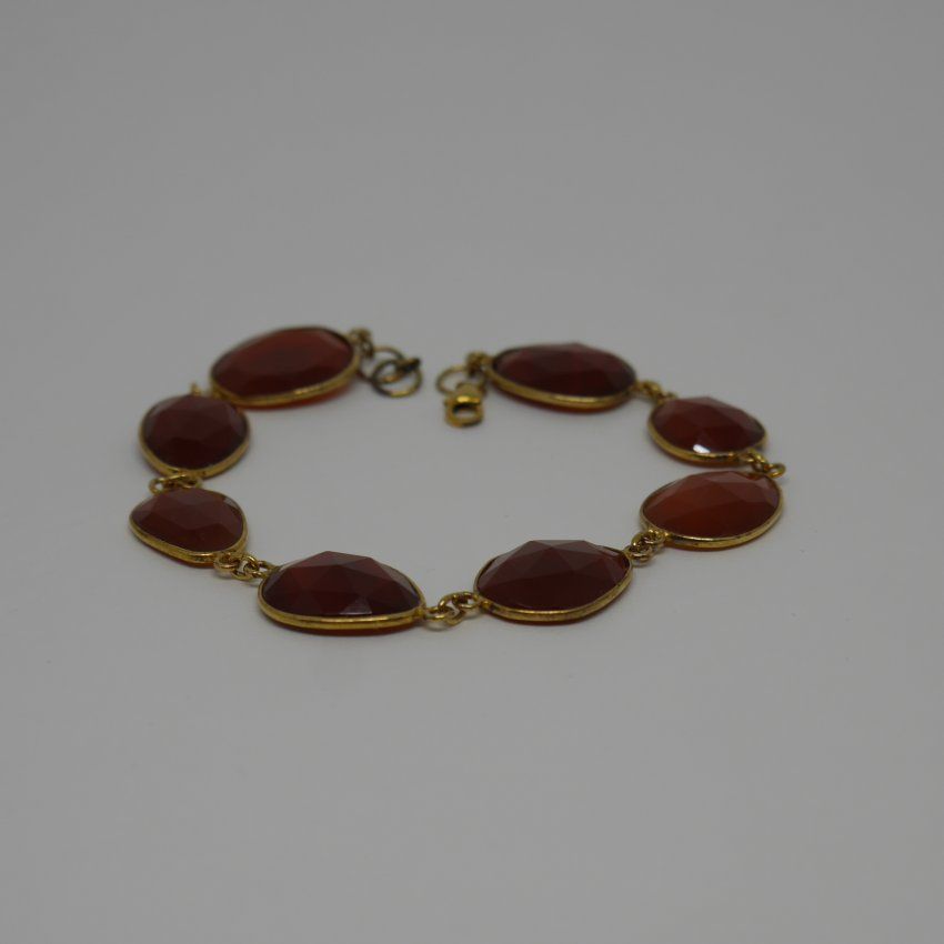 Pulsera de Plata de ley dorada 925 Mils. con 8 piedras de Cornalina