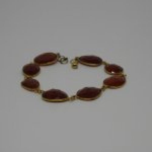 Pulsera de Plata de ley dorada 925 Mils. con 8 piedras de Cornalina