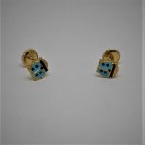 alt=\"pendientes niña de oro de ley 18 K. y esmalte en forma de escarabajo\"