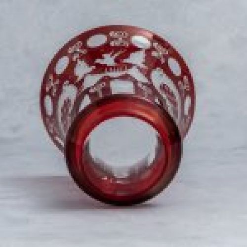 Alt="Jarron cristal bohemia rojo