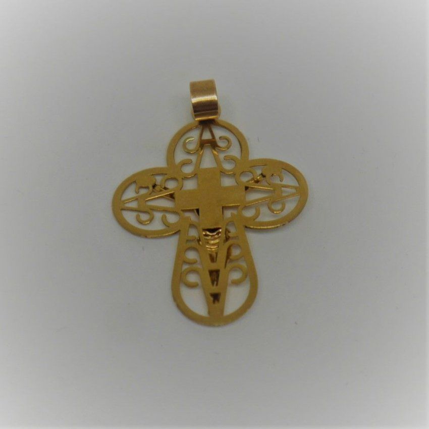 alt=\"Crucifijo de Oro Blanco y Oro de ley 18 K. www.santelmotienda.com jpg.\"