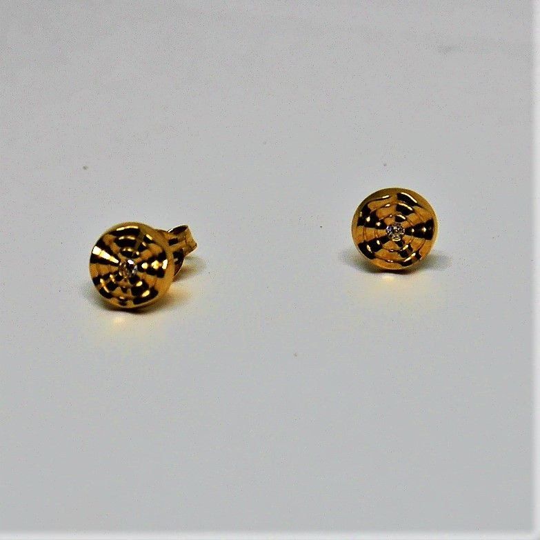 alt=\"pendientes para niña o mujer de oro de ley  18 K. con circonitas redondos\"