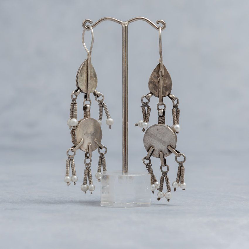 alt="Pendientes Afganos largos de Plata de ley 925 Mils