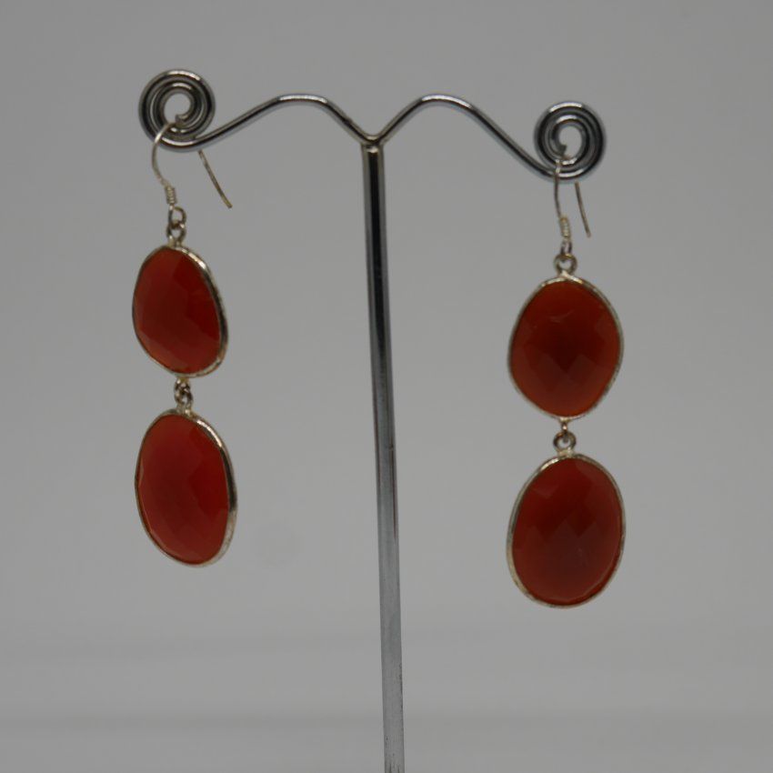 Pendientes de Plata de ley 925 Mils. con dos Cornalinas