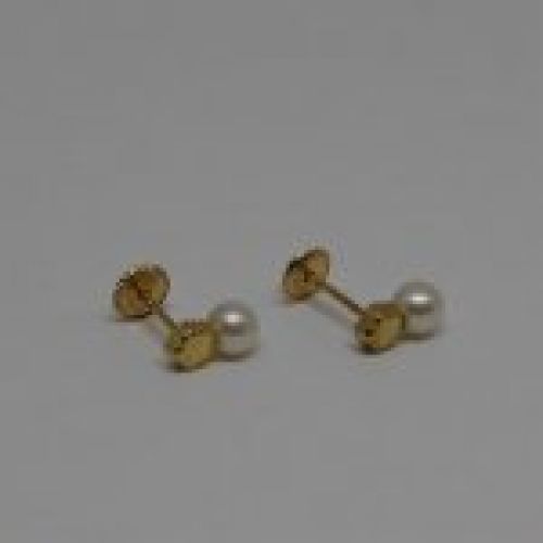 alt="pendientes niña oro perlas"