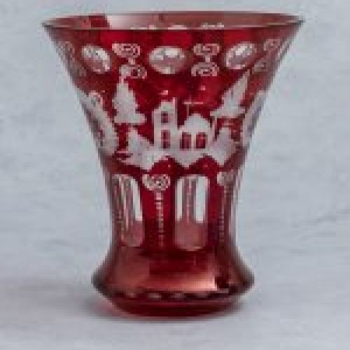 Alt="Jarron cristal bohemia rojo