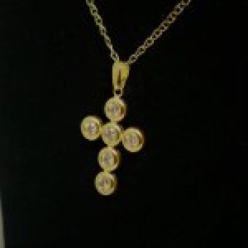alt=\"Cruz de Oro de ley 18 K. y circonitas. jpg. santelmotienda.com\"
