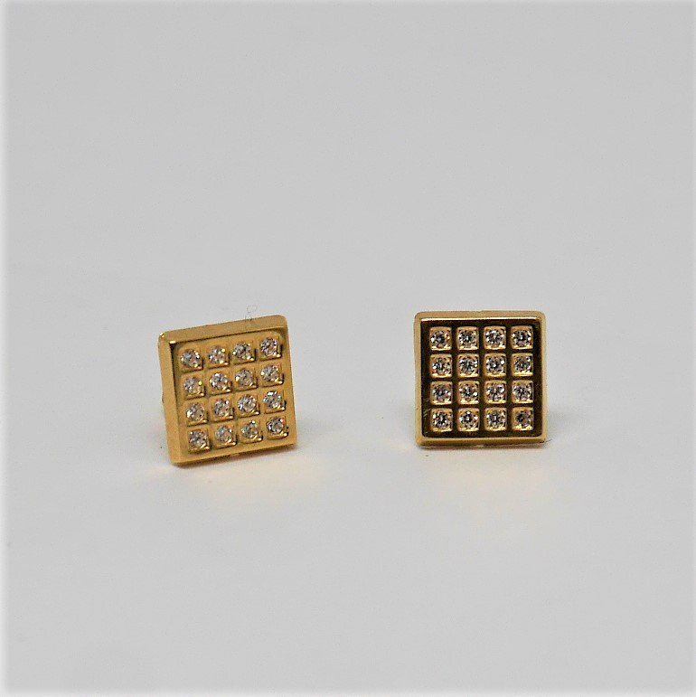 alt="pendientes de oro de ley 18 K