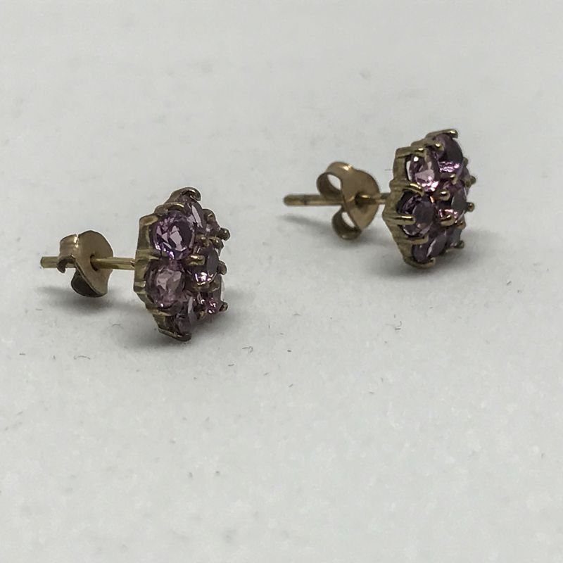 alt=\"Pendientes de oro bajo 9 K. con turbalinas rosas\"