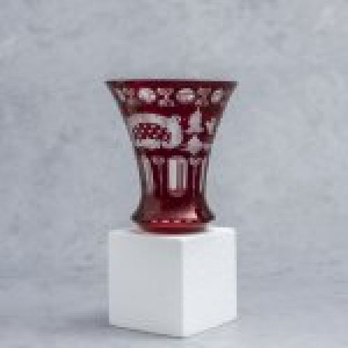 Alt="Jarron cristal bohemia rojo