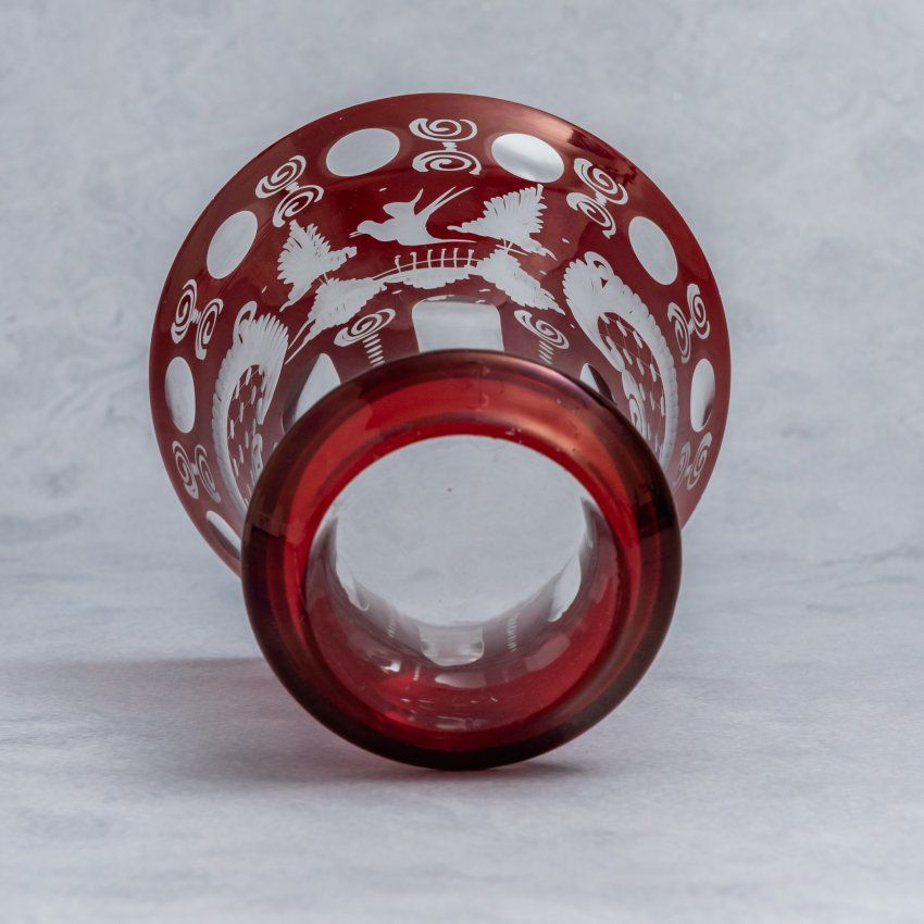 Alt="Jarron cristal bohemia rojo