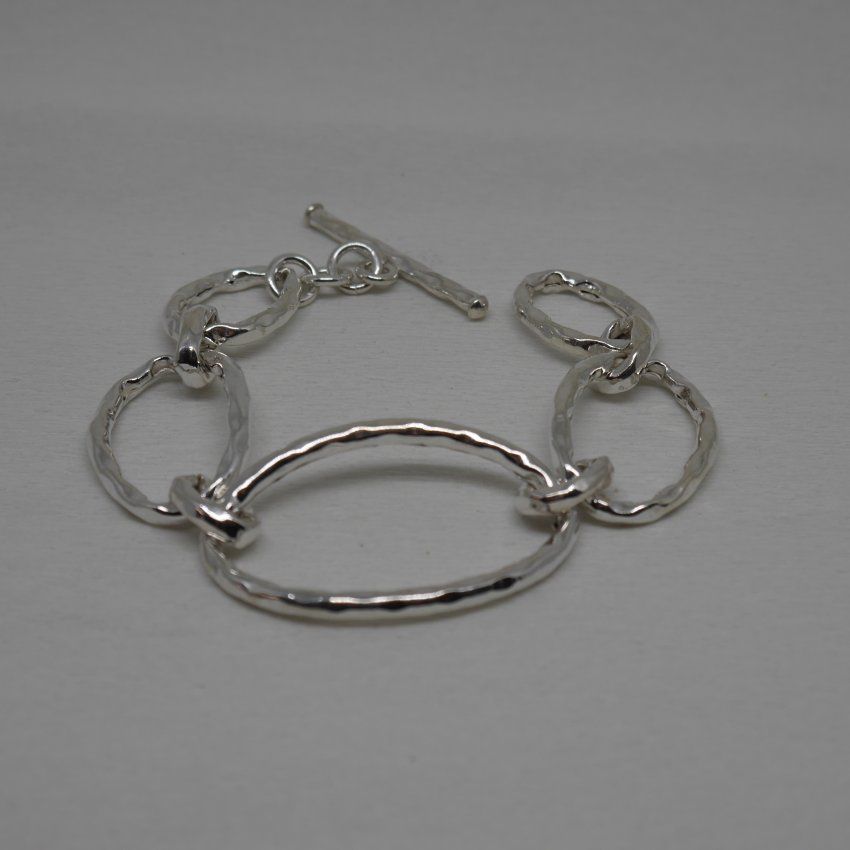 Pulsera eslabones grandes de plata de ley 925 Mils.