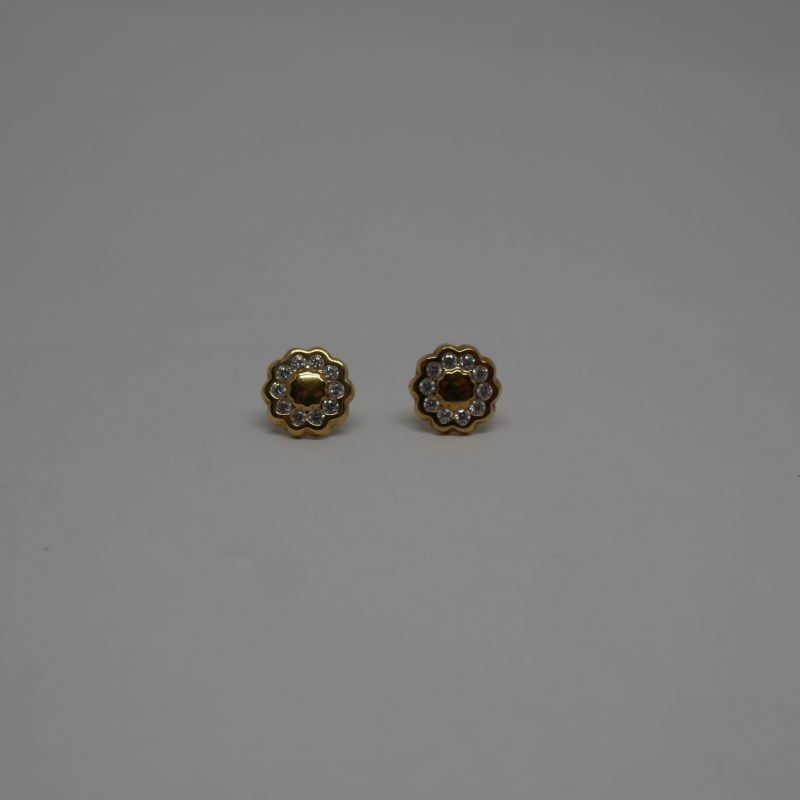 alt=\"pendientes de oro con circonitas para niña o mujer redondos\"