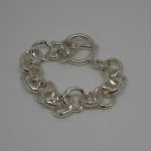 alt="Pulsera eslabones redondos de plata de ley