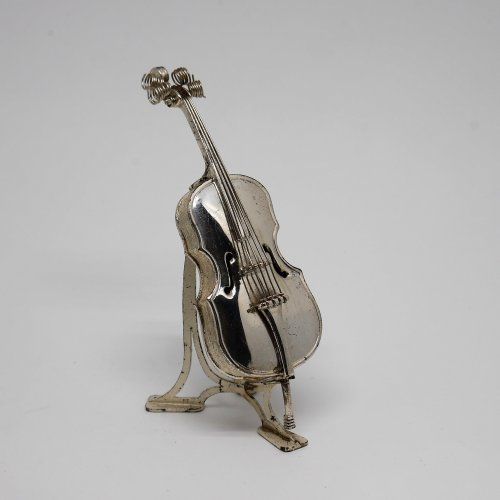 alt=\"Miniatura Violonchelo de Plata de ley con soporte\"