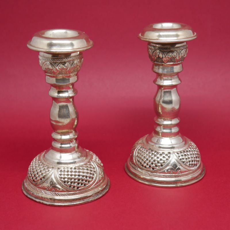 Juego candelabros de plata de ley 925 Mils. tipo antiguo
