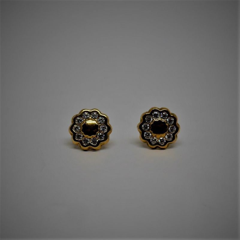 alt=\"pendientes de oro con circonitas para niña o mujer redondos\"