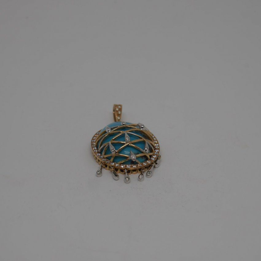 alt:\"colgante oro de ley con turquesas y brillantes. www.santelmotienda.com\"