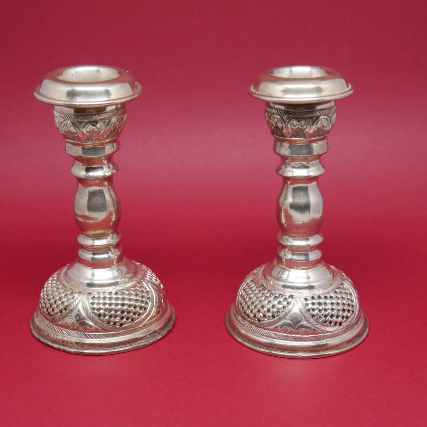 Juego candelabros de plata de ley 925 Mils. tipo antiguo