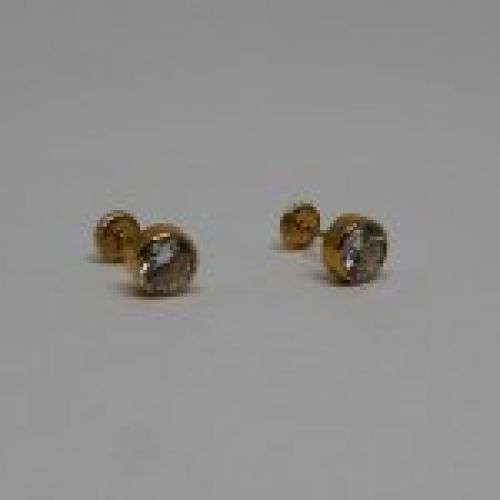 Alt="Pendientes redondos oro ley 18 k con circonita"