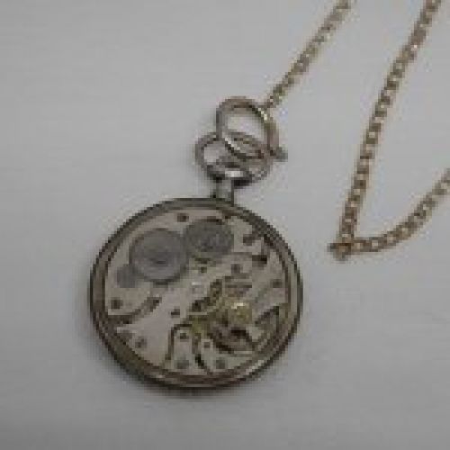 Reloj antigüo de bolsillo caballero con cadena y caja de plata de ley marca Gentileza en estado de marcha