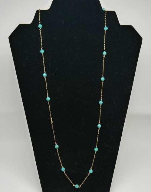 alt=\"Collar de Oro de ley 18 K. con Turquesas facetadas\"