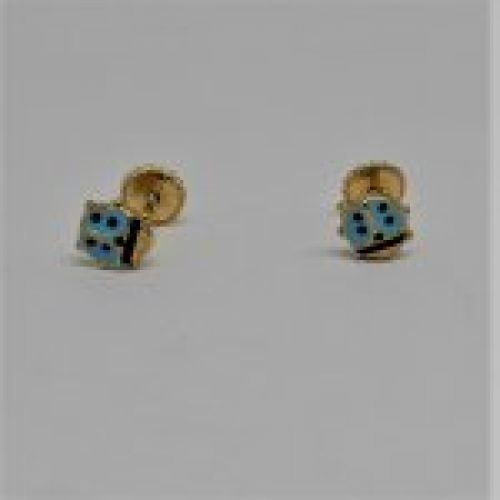 alt=\"pendientes niña de oro de ley 18 K. y esmalte en forma de escarabajo\"