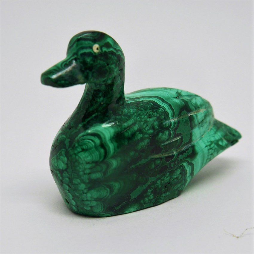 Alt="Miniatura pato de malaquita tallado a mano en la antigua republica del zaire