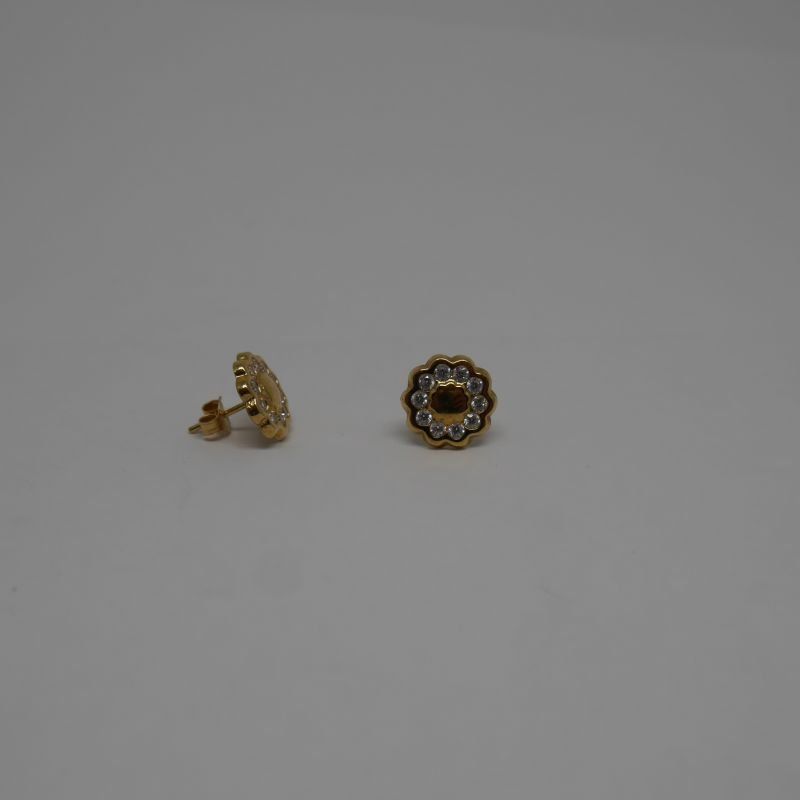 alt=\"pendientes de oro con circonitas para niña o mujer redondos\"