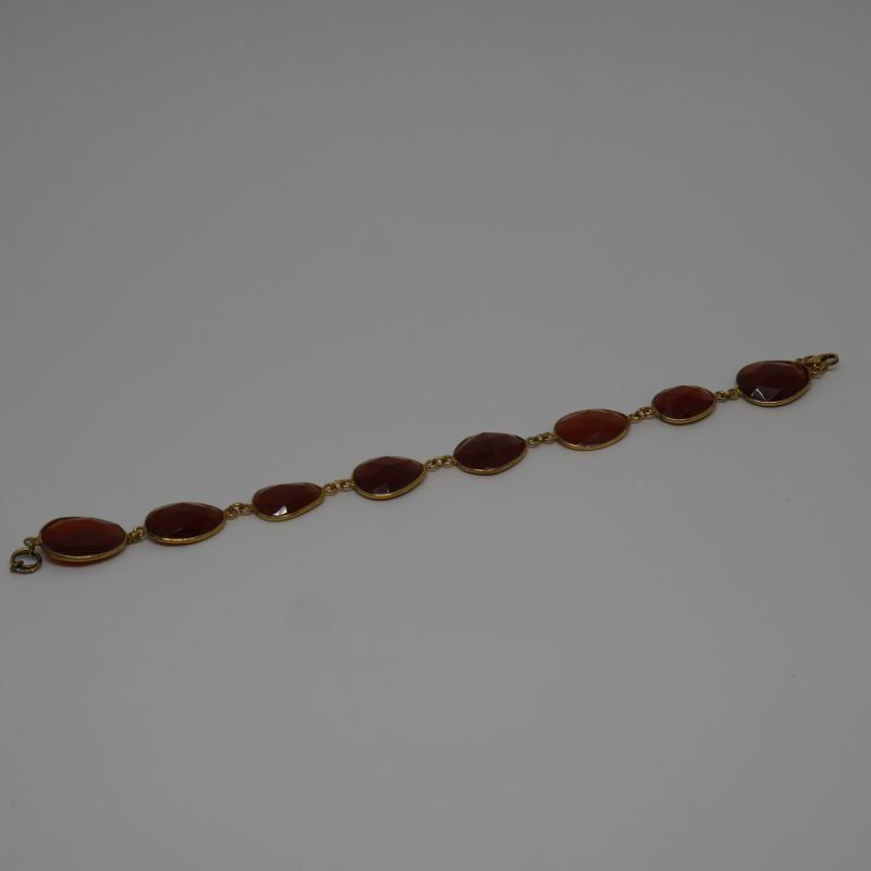 Pulsera de Plata de ley dorada 925 Mils. con 8 piedras de Cornalina