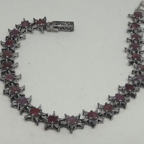 Pulsera de plata de ley, 925 Mils. y rubies