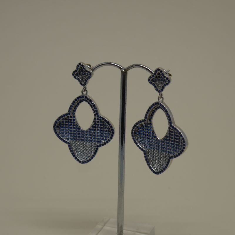 Pendientes de Plata de ley rodinada 925 Mils. con circonitas de colores