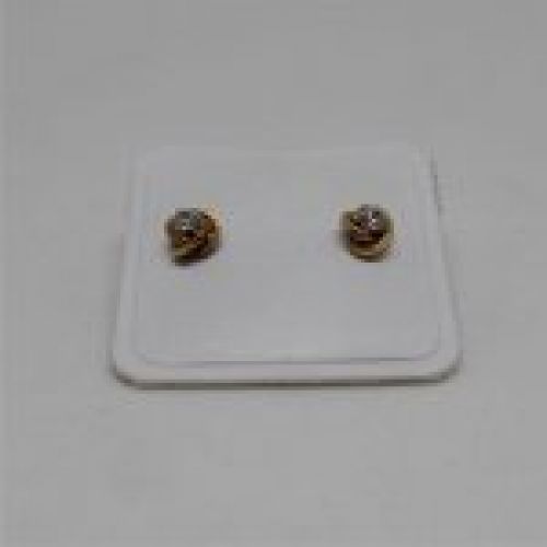 alt=\"pendientes niña de oro de ley 18 K. con circonitas en forma de nudo\"