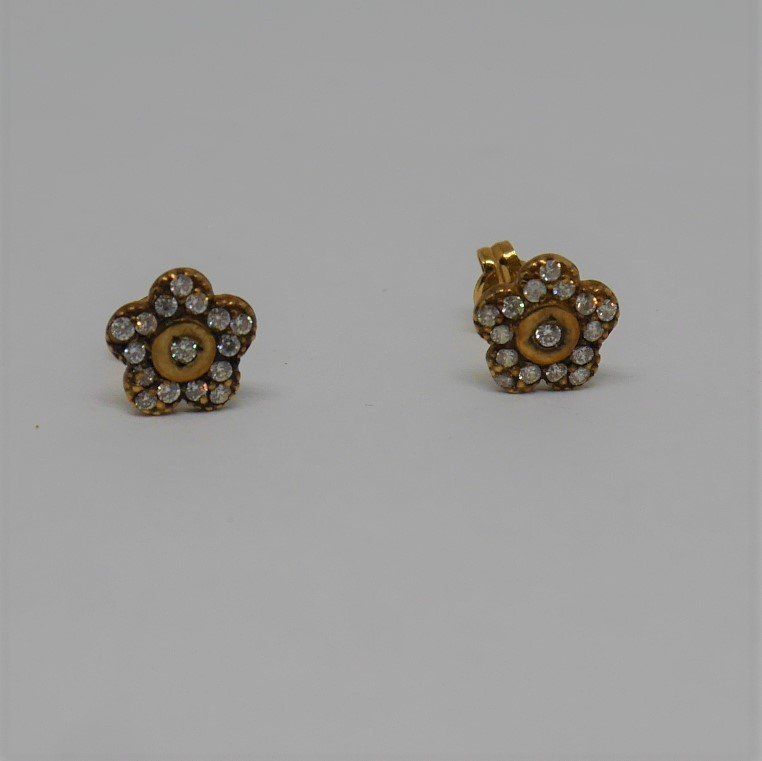 alt=\"pendientes para niña o mujer de oro de ley  18 K. con circonitas\"