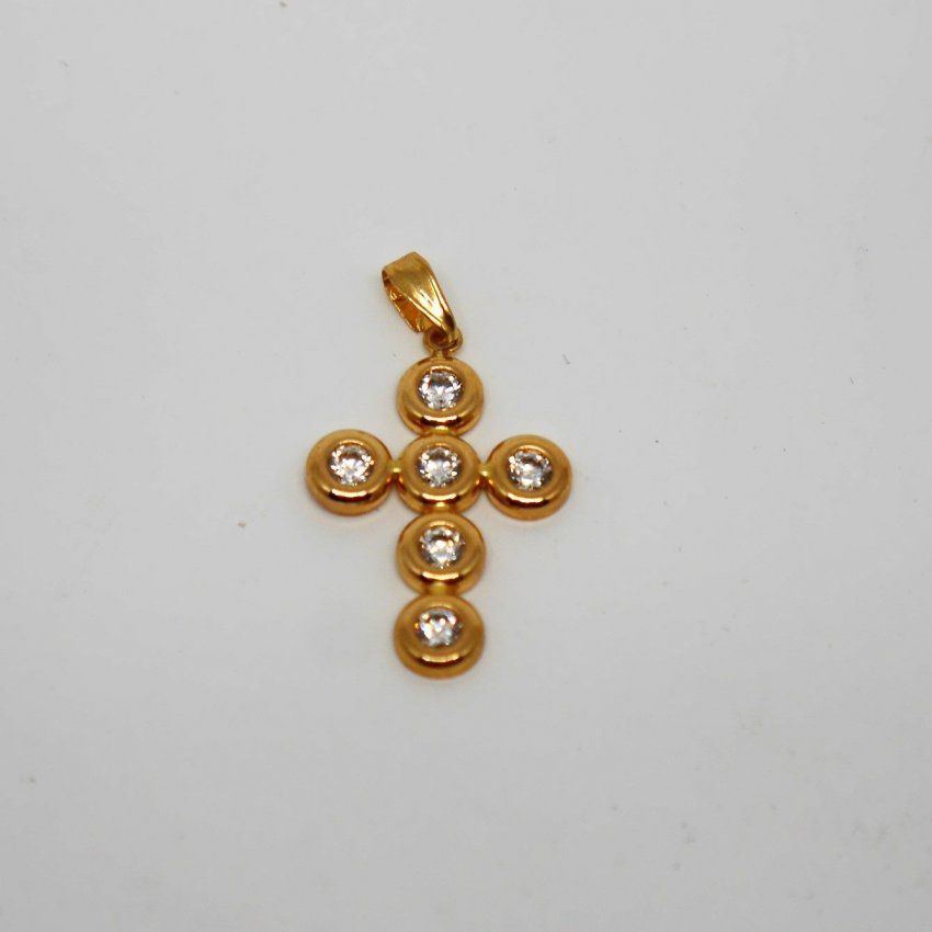 alt=\"Cruz de Oro de ley 18 K. y circonitas. jpg. www.santelmotienda.com\"