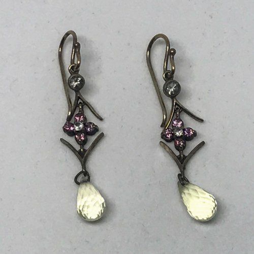 alt=\"Pendientes oro topacios amarillos turbalinas rosas\"