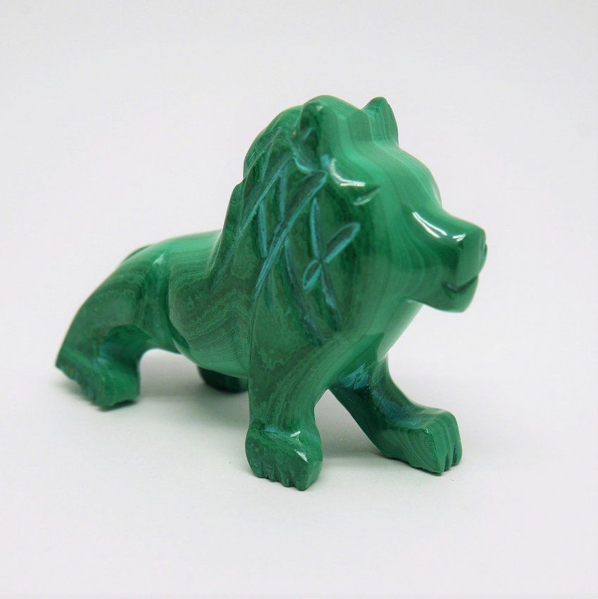 Alt=\"Miniatura leon de malaquita tallado a mano en la antigua republica del zaire. en los años 90 www.santelmotienda.com\"