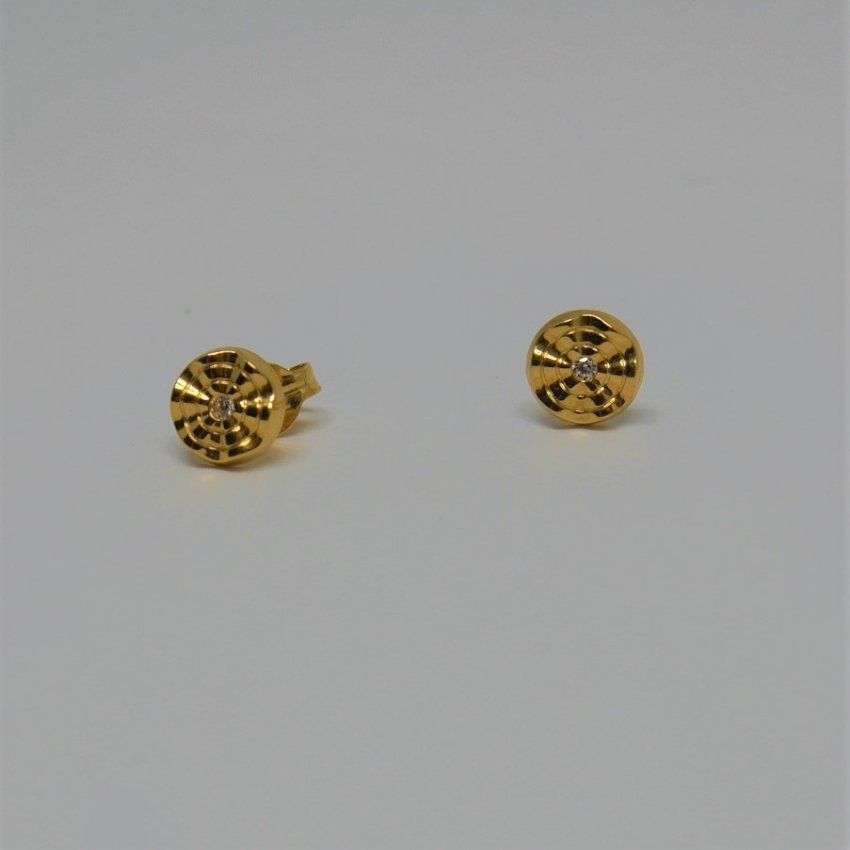 alt=\"pendientes para niña o mujer de oro de ley  18 K. con circonitas redondos\"