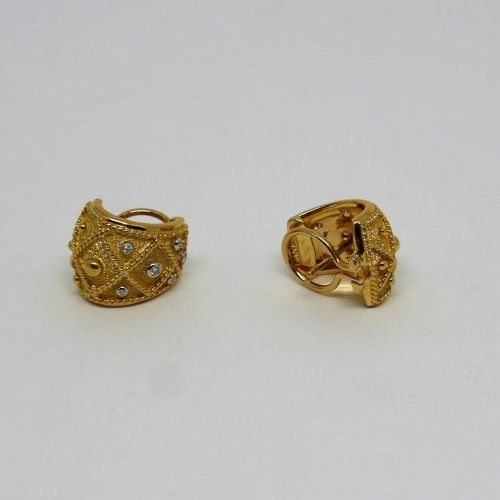 alt:\"pendientes omega oro 18 k. con brillantes. www.santelmotienda.com\"