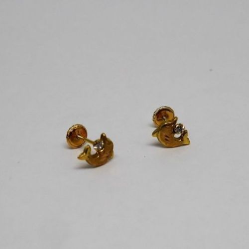 alt=\"Pendientes niña de oro de ley 18 K. con circonita en forma de delfines\"