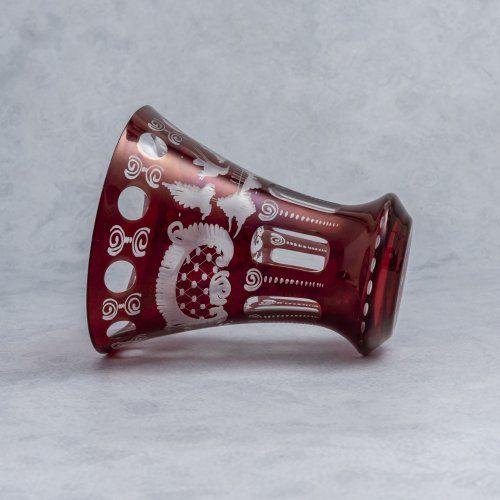 Alt="Jarron cristal bohemia rojo