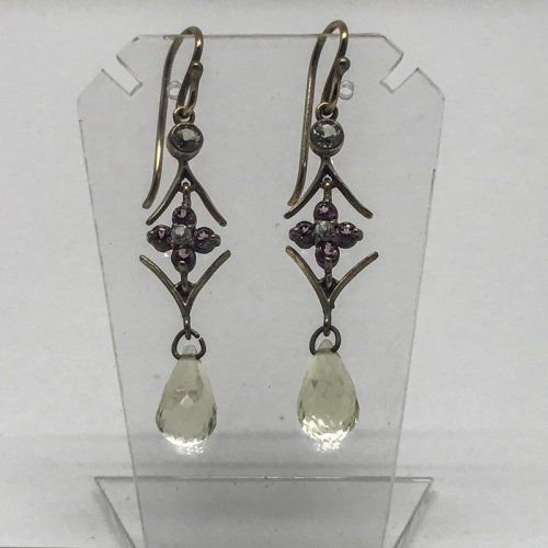 alt=\"Pendientes oro topacios amarillos turbalinas rosas\"